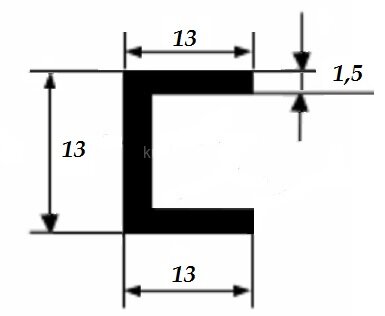 Заказать Швеллер из анодированного алюминия 13х13х13х1,5 мм Серебро 3 м Заказать Швеллер из анодированного алюминия 13х13х13х1,5 мм Серебро 3 м