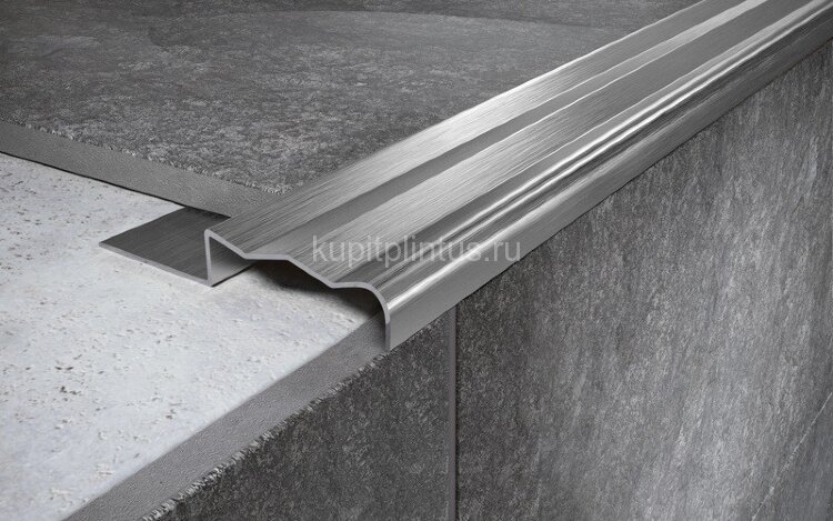 Заказать Стальной порог угловой закладной 35х10 мм FCGR 10 M сатинированная сталь 2,7 м 