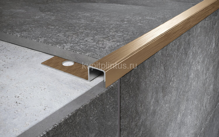 Заказать П-профиль из нержавющей стали 12х12 мм FPU 12 GS золото сатинированное 2,7 м Заказать П-профиль из нержавющей стали 12х12 мм FPU 12 GS золото сатинированное 2,7 м