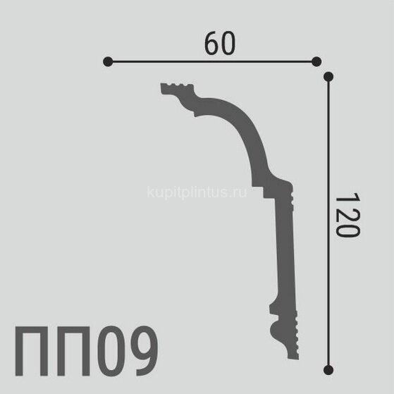 Заказать Потолочный плинтус 120х60 мм Де-Багет XPS POLYMER ПП 09 белый 2 м 