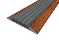 Порог противоскользящий с серой вставкой Д15 КД Дуб темный (декорированный) 2,7 м