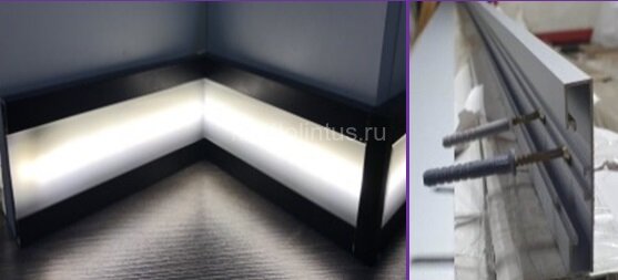 Заказать Алюминиевый плинтус напольный под LED подсветку 60 мм ПТ-61 LED черный (профиль и экран) 3 м Заказать Алюминиевый плинтус напольный под LED подсветку 60 мм ПТ-61 LED черный (профиль и экран) 3 м