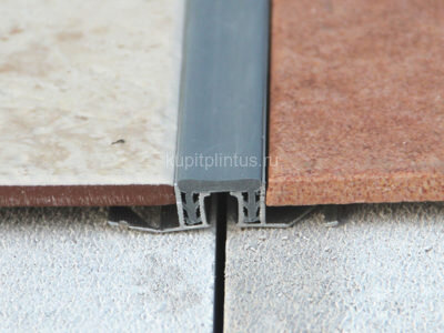 Заказать Профиль закладной компенсационный с противоскользящей резиновой вставкой Евроступень К серый 2,5 м 