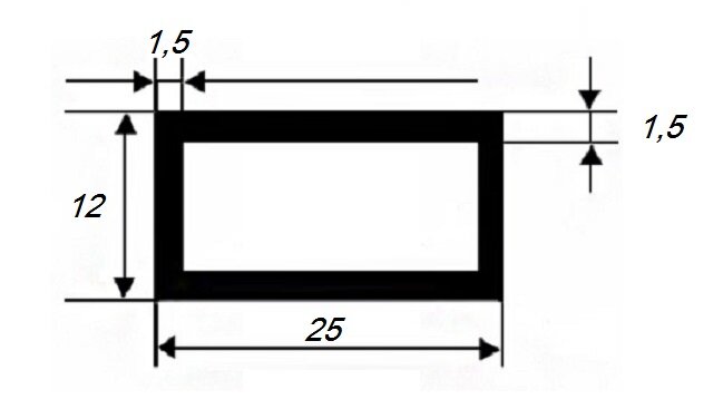 Заказать Бокс прямоугольный 12х25х1,5 мм из алюминия 3 м 
