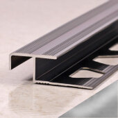 Фигурный алюминиевый профиль для плитки ПО-02 Графит глянец 2,7 м