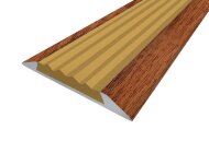 Порог противоскользящий с бежевой вставкой Д15 КД Дуб темный (декорированный) 2,7 м