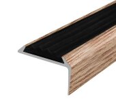 Порог угловой с черной резиновой вставкой Д01 КД Дуб светлый 2,7 м Порог угловой с черной резиновой вставкой Д01 КД Дуб светлый 2,7 м