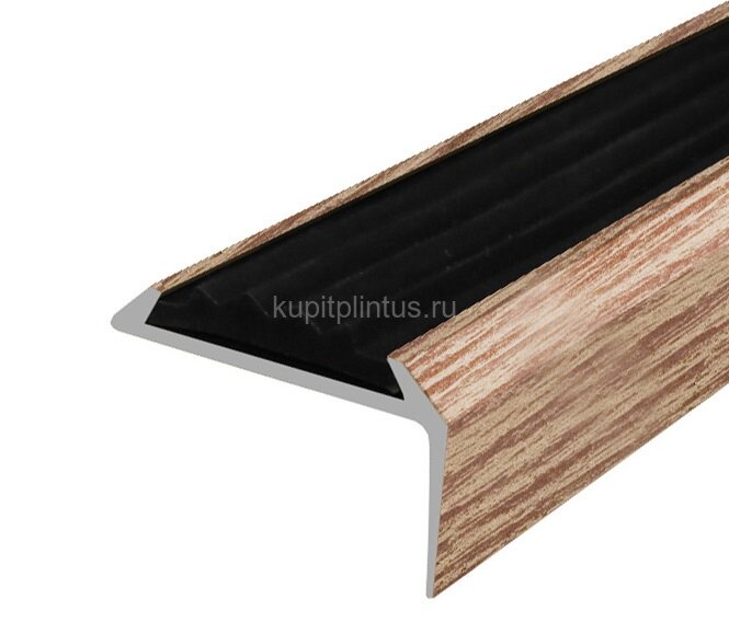 Заказать Порог угловой с черной резиновой вставкой Д01 КД Дуб светлый 2,7 м 