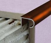 Алюминиевый профиль для ступеней овальный (ZET OWAL) с рифлением 10 мм PV49-11 коричневый блестящий 2,7 м Алюминиевый профиль для ступеней овальный (ZET OWAL) с рифлением 10 мм PV49-11 коричневый блестящий 2,7 м