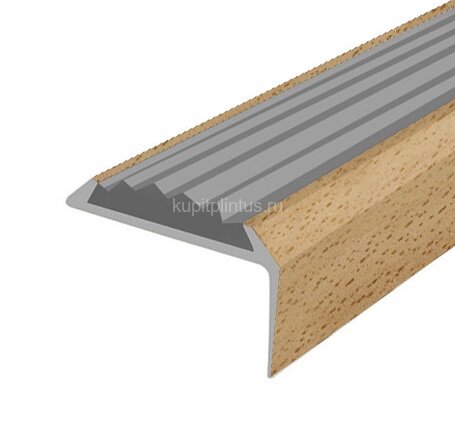Заказать Порог угловой с серой резиновой вставкой Д01 КД Бук светлый 2,7 м 