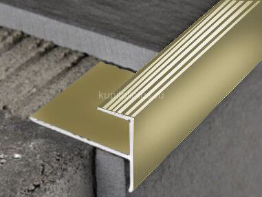 Заказать Профиль лестничный F-образный алюминий PV53-09 шампань блестящая 2,7 м Заказать Профиль лестничный F-образный алюминий PV53-09 шампань блестящая 2,7 м