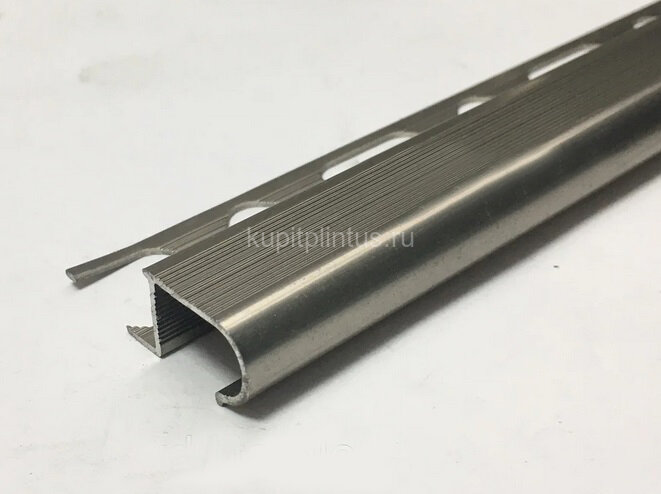 Заказать Алюминиевый профиль для ступеней овальный (ZET OWAL) с рифлением 10 мм PV49-17 титан блестящий 2,7 м 