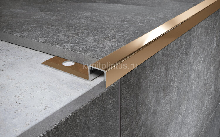 Заказать П-профиль из нержавющей стали 10х10 мм FPU 10 GP золото полированное 2,7 м Заказать П-профиль из нержавющей стали 10х10 мм FPU 10 GP золото полированное 2,7 м