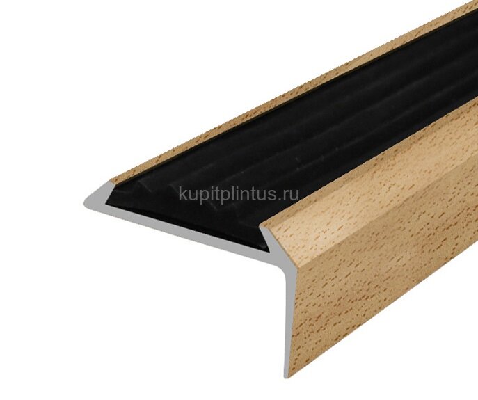 Заказать Порог угловой с черной резиновой вставкой Д01 КД Бук светлый 2,7 м Заказать Порог угловой с черной резиновой вставкой Д01 КД Бук светлый 2,7 м