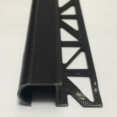 Алюминиевый профиль для ступеней овальный (ZET OWAL) с рифлением 10 мм PV49-18 черный матовый 2,7 м