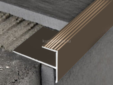 Заказать Профиль лестничный F-образный алюминий PV53-06 бронза матовая 2,7 м 