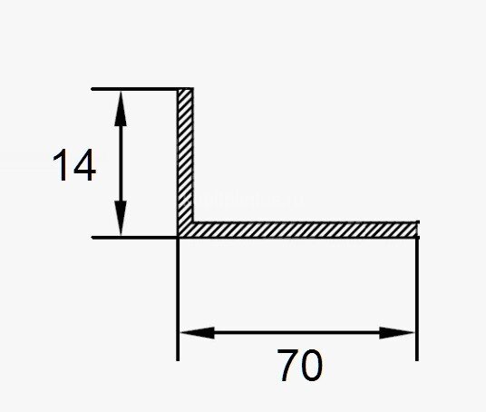 Заказать Алюминиевый уголок 70х14 мм ПБ70х14 серебро матовое 3 м 