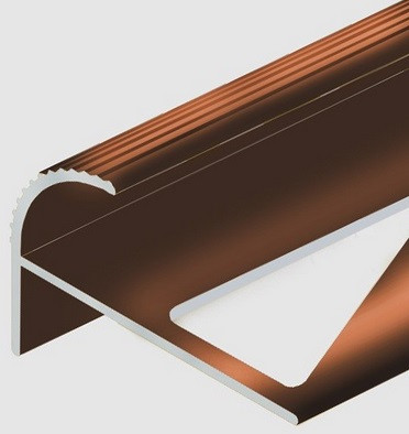 Заказать Алюминиевый профиль F-образный для ступеней 10 мм PV56-11 коричневый блестящий 2,7 м 