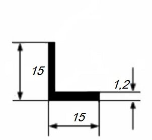 Заказать Уголок из анодированного алюминия 15х15х1,2 мм равносторонний Серебро 3 м 