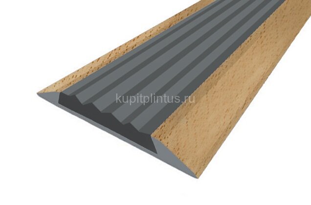 Заказать Порог противоскользящий с серой вставкой Д15 КД Бук светлый (декорированный) 2,7 м Заказать Порог противоскользящий с серой вставкой Д15 КД Бук светлый (декорированный) 2,7 м