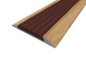 Порог противоскользящий с коричневой вставкой Д15 КД Бук светлый (декорированный) 2,7 м Порог противоскользящий с коричневой вставкой Д15 КД Бук светлый (декорированный) 2,7 м