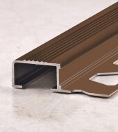 Профиль для ступеней с рифлением П-образный 20х12 мм PV52-07 бронза блестящая 2,7 м