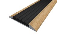 Порог противоскользящий с черной вставкой Д15 КД Бук светлый (декорированный) 2,7 м Порог противоскользящий с черной вставкой Д15 КД Бук светлый (декорированный) 2,7 м