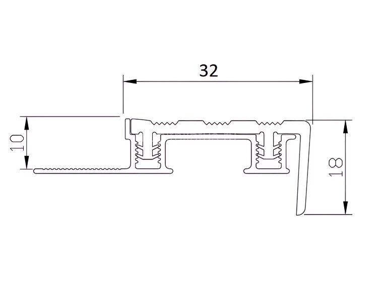 Заказать Угловой порог закладной 10х32х18 мм с резиновой вставкой Евроступень Z32 коричневый 2,7 м 