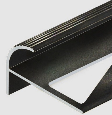 Заказать Алюминиевый профиль F-образный для ступеней 10 мм PV56-18 черный матовый 2,7 м 