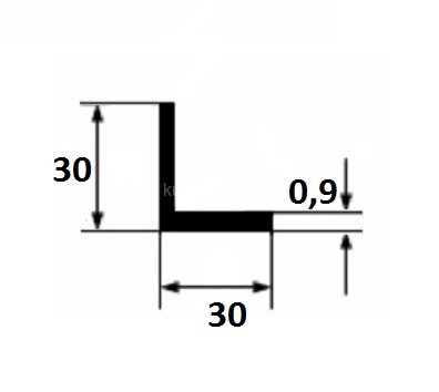 Заказать Алюминиевый уголок 30х30х0,9 мм 3 м Заказать Алюминиевый уголок 30х30х0,9 мм 3 м