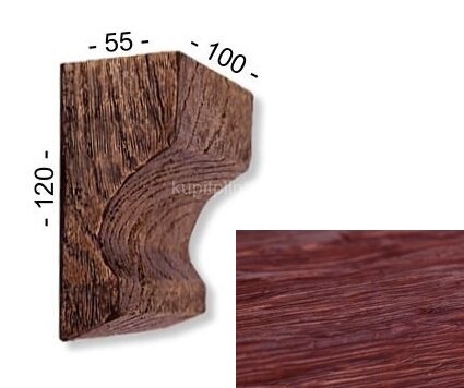 Заказать Консоль для декоративной балки 120х55х100 мм Уникс Славянский стиль КСС1 Вишня Заказать Консоль для декоративной балки 120х55х100 мм Уникс Славянский стиль КСС1 Вишня