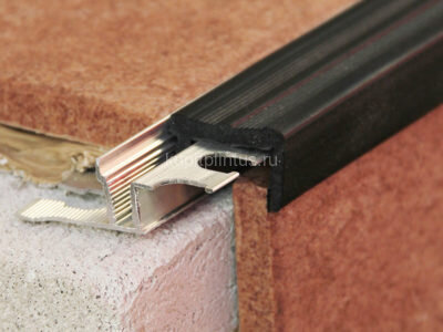 Заказать Профиль закладной гибкий с противоскользящей резиновой вставкой Евроступень P черный 2,5 м 