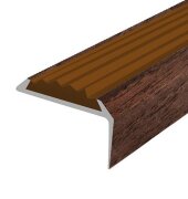 Порог угловой с коричневой резиновой вставкой Д01 КД Орех 2,7 м