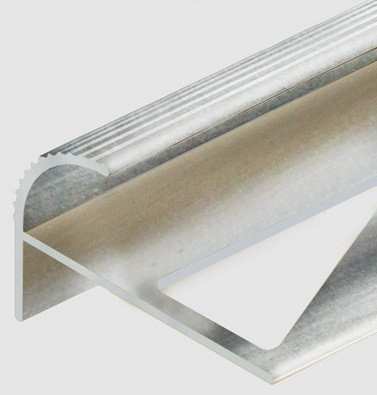 Заказать Алюминиевый профиль F-образный для ступеней 10 мм PV56-01 полированный 2,7 м 