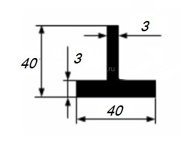 Заказать Тавр 40х40х3 мм из алюминия 3 м Заказать Тавр 40х40х3 мм из алюминия 3 м
