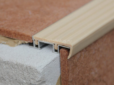 Заказать Профиль закладной с противоскользящей резиновой вставкой Евроступень Z-XL бежевый 2,5 м 