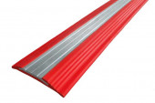 Профиль противоскользящий из термоэластопласта со вставкой из алюминия полоса NoSlipper 44,5х5,8 мм Алюминий-Красный 2,7 м