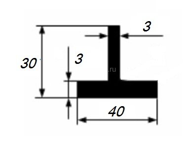 Заказать Тавр 40х30х3 мм из алюминия 3 м Заказать Тавр 40х30х3 мм из алюминия 3 м