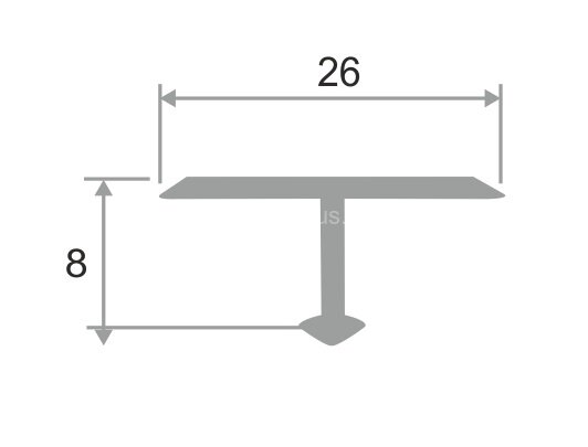Заказать Алюминиевый Т-профиль 26 мм ПТ-26 Серый муар 2,7 м Заказать Алюминиевый Т-профиль 26 мм ПТ-26 Серый муар 2,7 м