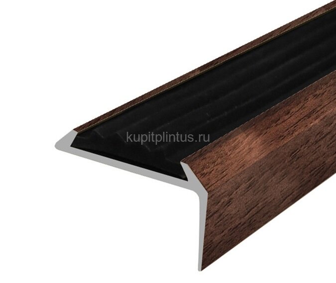 Заказать Порог угловой с черной резиновой вставкой Д01 КД Орех 2,7 м Заказать Порог угловой с черной резиновой вставкой Д01 КД Орех 2,7 м