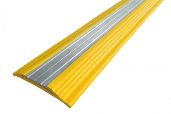 Заказать Профиль противоскользящий из термоэластопласта со вставкой из алюминия полоса NoSlipper 44,5х5,8 мм Алюминий-Желтый 2,7 м 