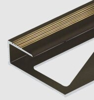 Алюминиевый профиль для ламината оконечный Panel "L" с рифлением 12 мм PV45-10 коричневый матовый 2,7 м Алюминиевый профиль для ламината оконечный Panel "L" с рифлением 12 мм PV45-10 коричневый матовый 2,7 м