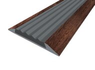 Порог противоскользящий с серой вставкой Д15 КД Орех (декорированный) 2,7 м