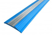 Профиль противоскользящий из термоэластопласта со вставкой из алюминия полоса NoSlipper 44,5х5,8 мм Алюминий-Синий 2,7 м