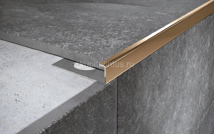 Заказать Стальной П-профиль окантовочный 12х5 мм FPL 12 GP золото полированное 2,7 м 