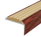 Порог угловой с бежевой резиновой вставкой Д01 КД Дуб мореный 2,7 м