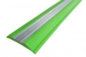 Профиль противоскользящий из термоэластопласта со вставкой из алюминия полоса NoSlipper 44,5х5,8 мм Алюминий-Зеленый 2,7 м