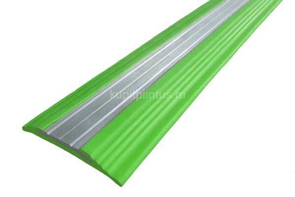 Заказать Профиль противоскользящий из термоэластопласта со вставкой из алюминия полоса NoSlipper 44,5х5,8 мм Алюминий-Зеленый 2,7 м Заказать Профиль противоскользящий из термоэластопласта со вставкой из алюминия полоса NoSlipper 44,5х5,8 мм Алюминий-Зеленый 2,7 м