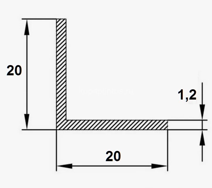 Заказать Алюминиевый уголок 20х20х1,2 мм 3 м Заказать Алюминиевый уголок 20х20х1,2 мм 3 м