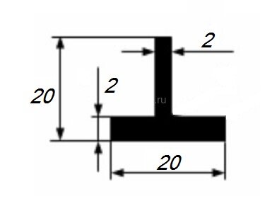 Заказать Тавр 25х25х2 мм из алюминия 3 м Заказать Тавр 25х25х2 мм из алюминия 3 м